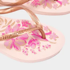 Chinelo Feminino Havaianas Slim Organic Original Rosa & Dourado