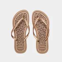 Chinelo Feminino Havaianas Slim Animal Print Onça Original Rose Gold