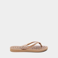 Chinelo Feminino Havaianas Slim Animal Print Onça Original Rose Gold