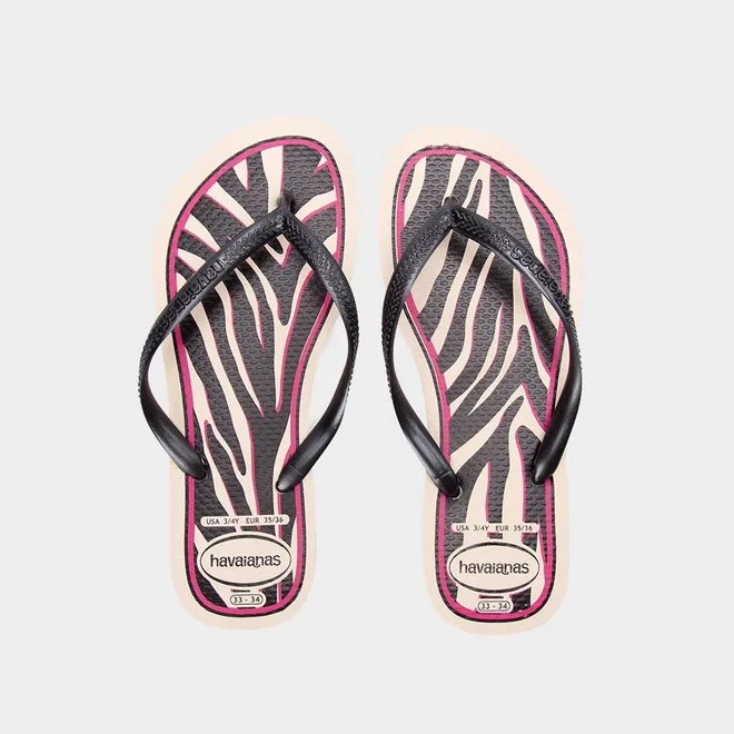 Chinelo Feminino Havaianas Slim Animals Zebra Original Bege