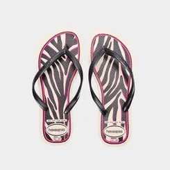 Chinelo Feminino Havaianas Slim Animals Zebra Original Bege