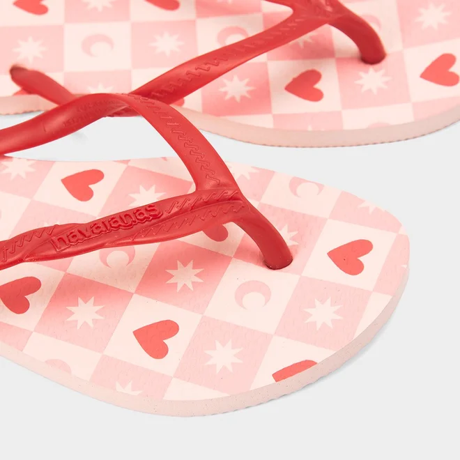 Chinelo Feminino Havaianas Fantasia Style II Original Corações Rosa