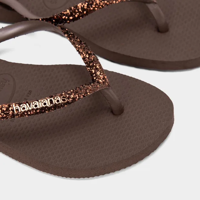 Chinelo Feminino Havaianas Slim Glitter Original Marrom