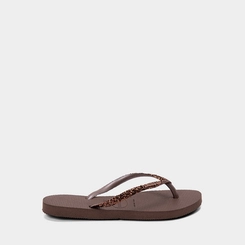 Chinelo Feminino Havaianas Slim Glitter Original Marrom