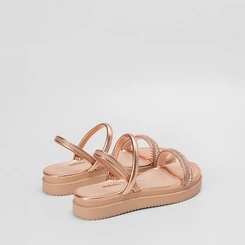 Sandália Feminina Dakota TIras Strass Rose Gold