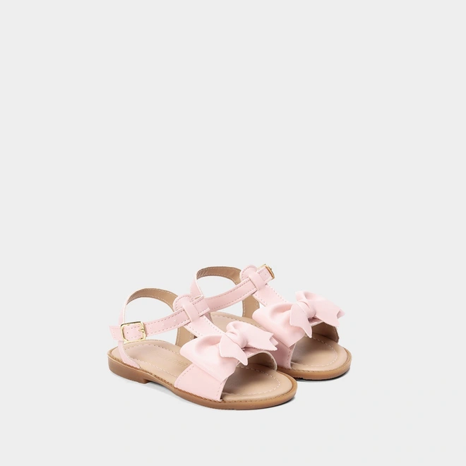Sandália Rasteira Gabrielinha Infantil Laço Rosa