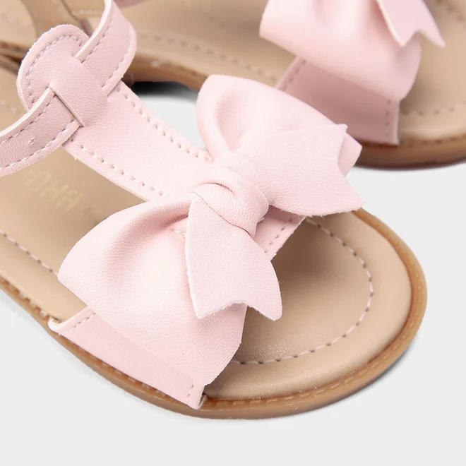 Sandália Rasteira Gabrielinha Infantil Laço Rosa