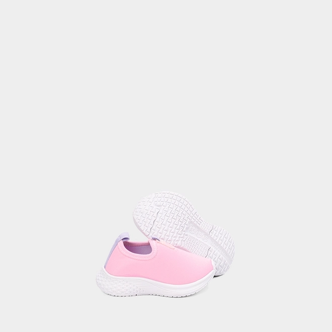 Tênis Esportivo Bebê Vertus Jogging Logo Pespontos Tecido Rosa & Lilás