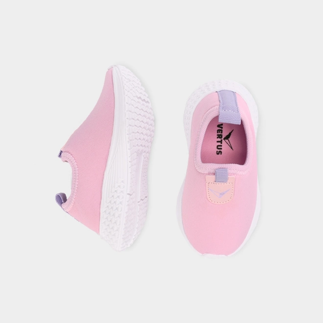 Tênis Esportivo Bebê Vertus Jogging Logo Pespontos Tecido Rosa & Lilás