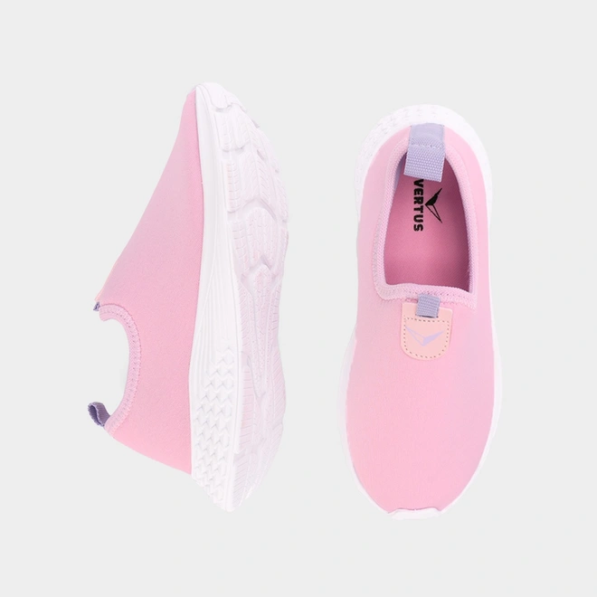 Tênis Infantil Vertus Jogging Logo Pespontos Tecido Rosa & Lilás