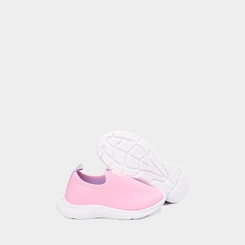 Tênis Infantil Vertus Jogging Logo Pespontos Tecido Rosa & Lilás