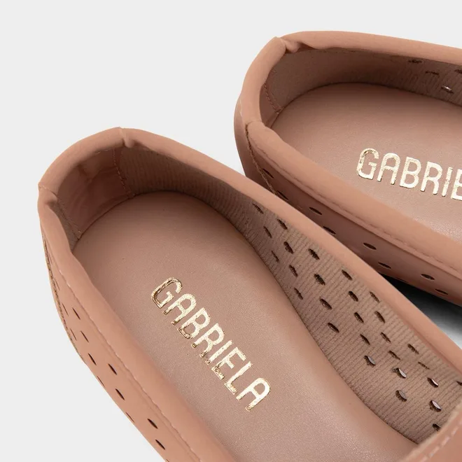 Mocassim Gabriela Vazado Com Amarração Bege