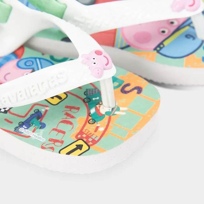 Chinelo Bebê Havaianas Peppa Pig Original Branco & Verde