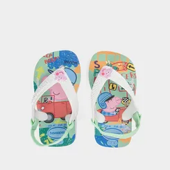 Chinelo Bebê Havaianas Peppa Pig Original Branco & Verde