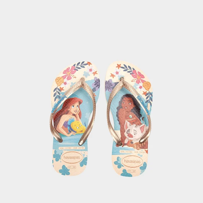 Chinelo Infantil Havaianas Slim Princess Original Metalizada Bege