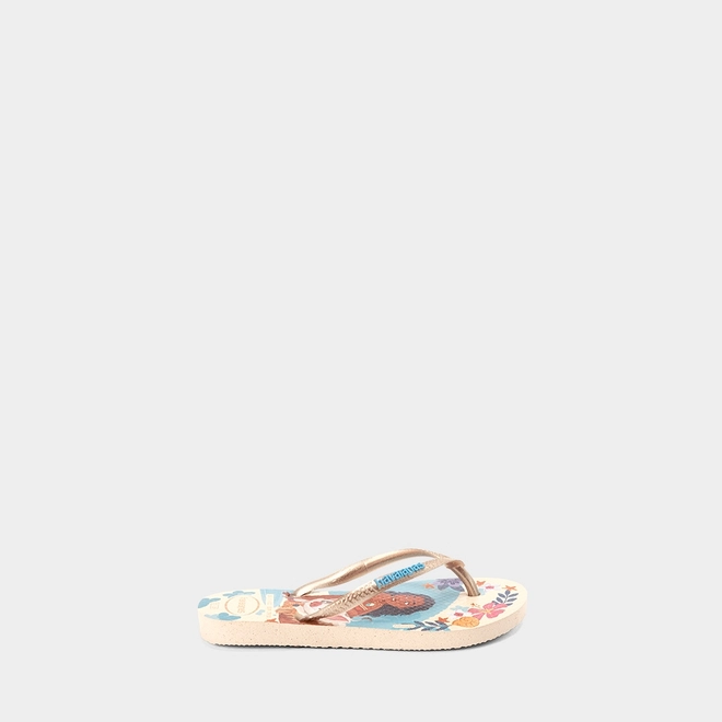 Chinelo Infantil Havaianas Slim Princess Original Metalizada Bege