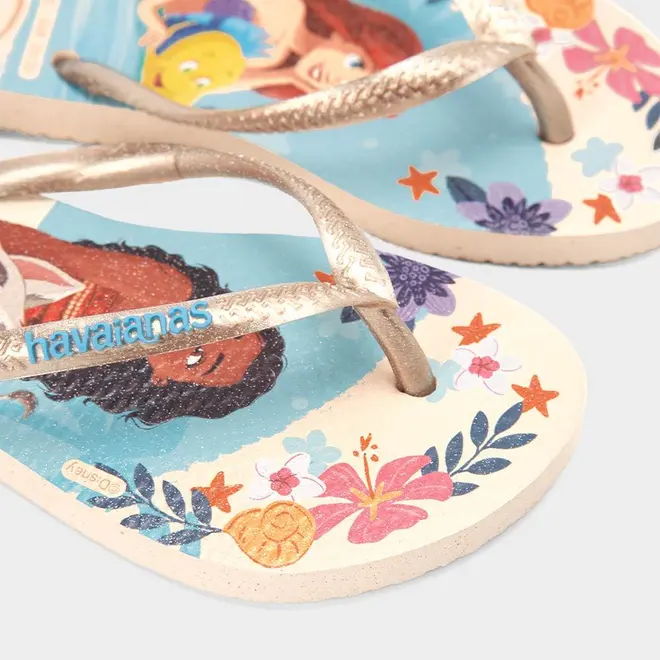 Chinelo Infantil Havaianas Slim Princess Original Metalizada Bege