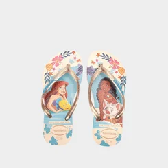 Chinelo Infantil Havaianas Slim Princess Original Metalizada Bege