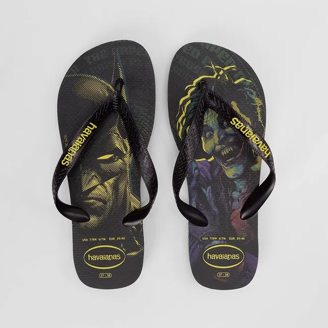 Chinelo Masculino Havaianas Top Herois Original Batman & Coringa Preto