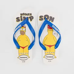 Chinelo Masculino Havaianas Homer Simpson Original Branco & Azul