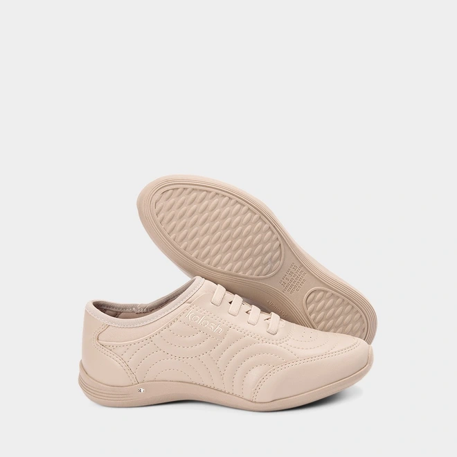 Tênis Feminino Casual Kolosh Costura Relevo Bege