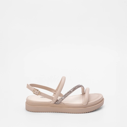 Sandália Dakota Flatform Tira Strass Cinza