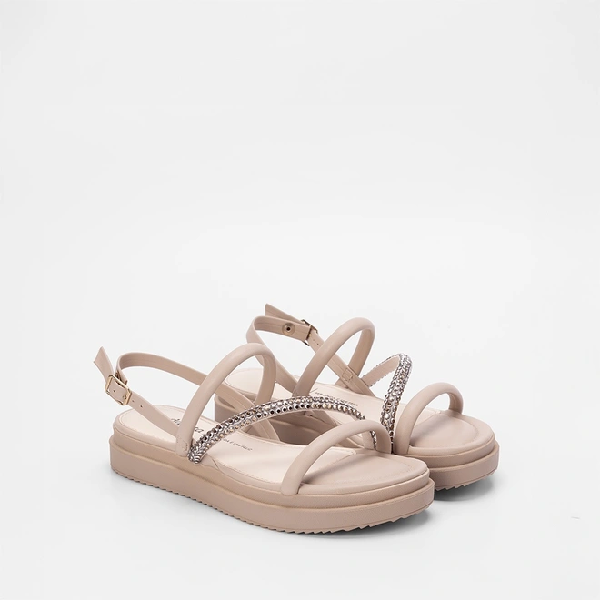 Sandália Dakota Flatform Tira Strass Cinza