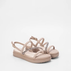 Sandália Dakota Flatform Tira Strass Cinza