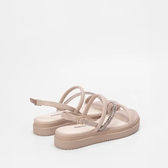 Sandália Dakota Flatform Tira Strass Cinza