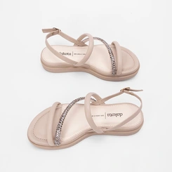 Sandália Dakota Flatform Tira Strass Cinza