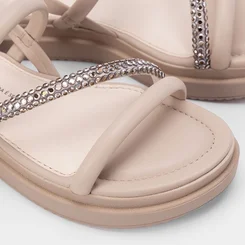 Sandália Dakota Flatform Tira Strass Cinza