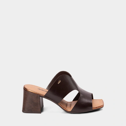 Tamanco Feminino Dakota Salto Geométrico Médio Recorte Vazado Marrom