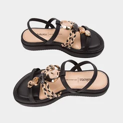 Sandália Flatform Feminina Dakota Detalhe Em Pedraria Preto