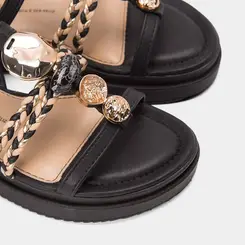 Sandália Flatform Feminina Dakota Detalhe Em Pedraria Preto