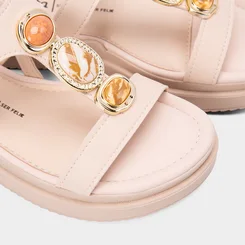 Sandália Feminina Dakota Detalhe Pedraria Off-White
