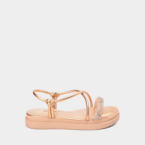 Sandália Feminina Dakota Flatform Strass Rose Gold