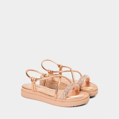 Sandália Feminina Dakota Flatform Strass Rose Gold