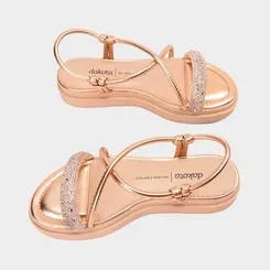 Sandália Feminina Dakota Flatform Strass Rose Gold
