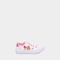 Tênis Casual Infantil Gabrielinha Princesas Recorte Metalizado Off White & Rosa