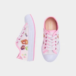 Tênis Casual Infantil Gabrielinha Princesas Recorte Metalizado Off White & Rosa