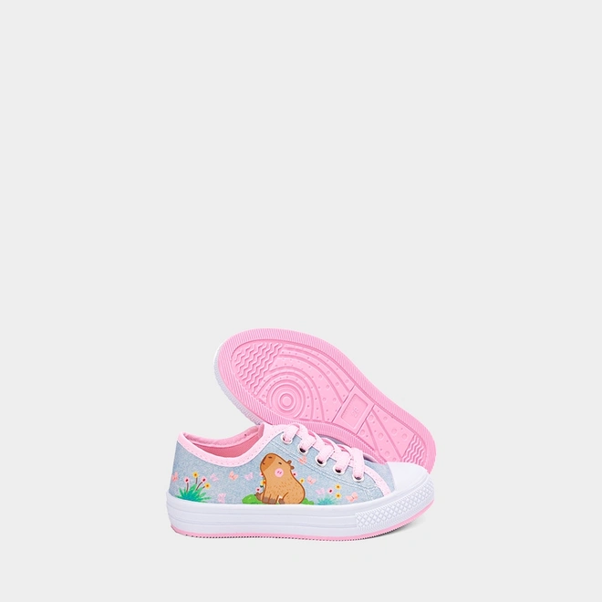 Tênis Casual Infantil Gabrielinha Capivara Rosa & Azul