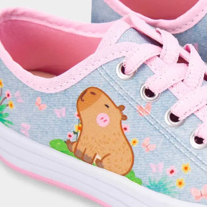 Tênis Casual Infantil Gabrielinha Capivara Rosa & Azul