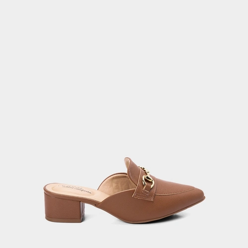 Tamanco Mule Modare Salto Bloco Fivela Marrom
