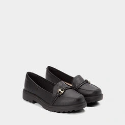 Mocassim Loafer Feminino Modare Plataforma Fivela Preto