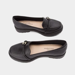 Mocassim Loafer Feminino Modare Plataforma Fivela Preto