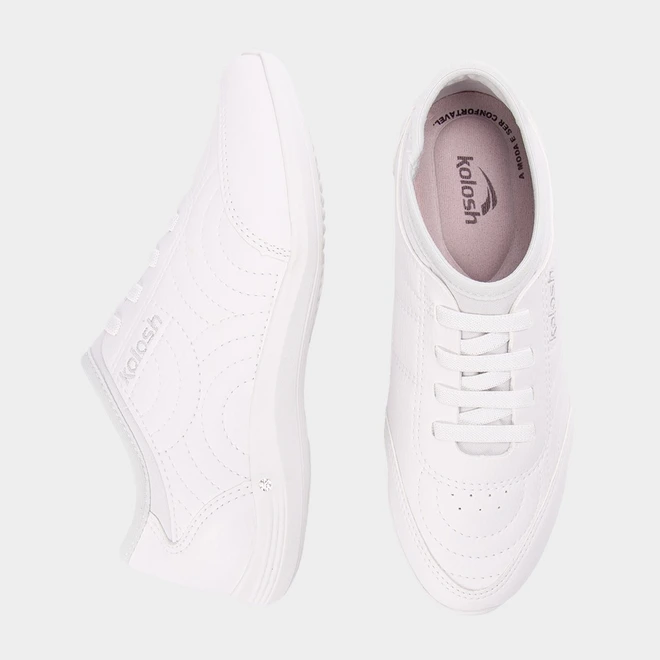 Tênis Feminino Casual Kolosh Costura Relevo Branco