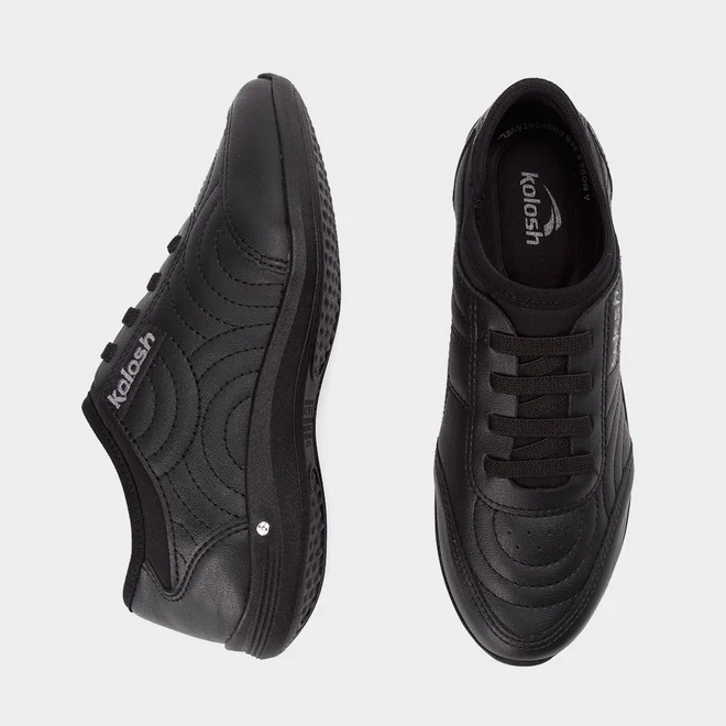 Tênis Feminino Casual Kolosh Costura Relevo Preto