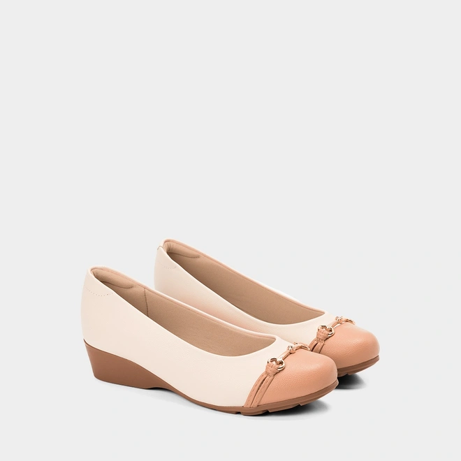 Mocassim Modare Anabela Fivela Bege & Nude