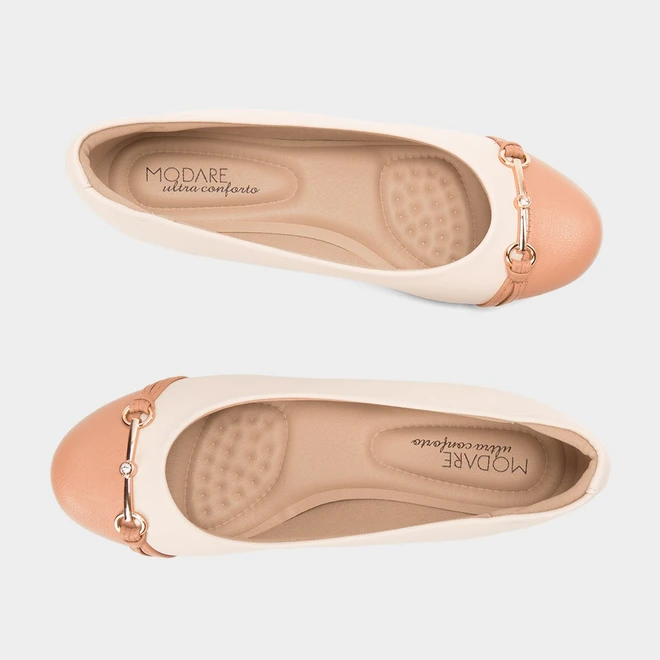 Mocassim Modare Anabela Fivela Bege & Nude