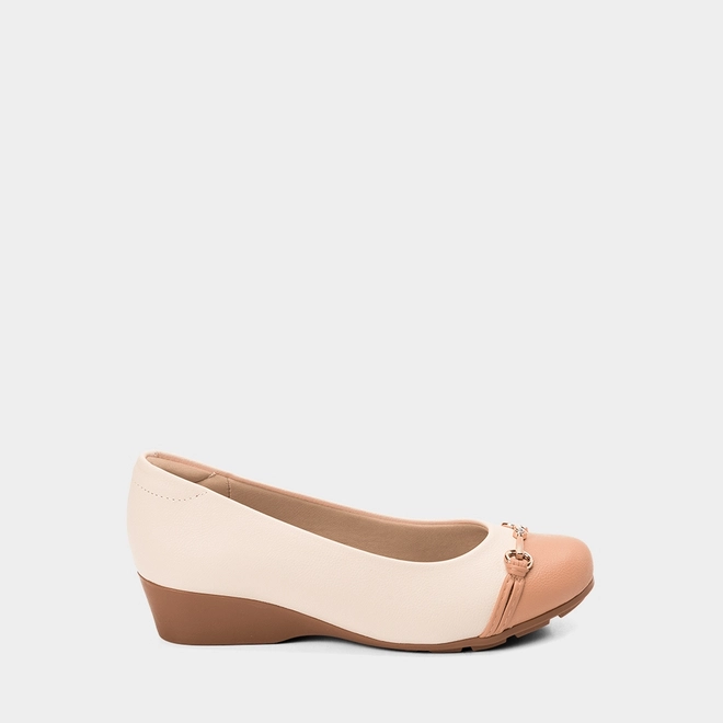 Mocassim Modare Anabela Fivela Bege & Nude